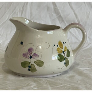 Vintage Selca Hand Painted Floral Pitcher Wide Mouth Portugal P3315 Eclectic